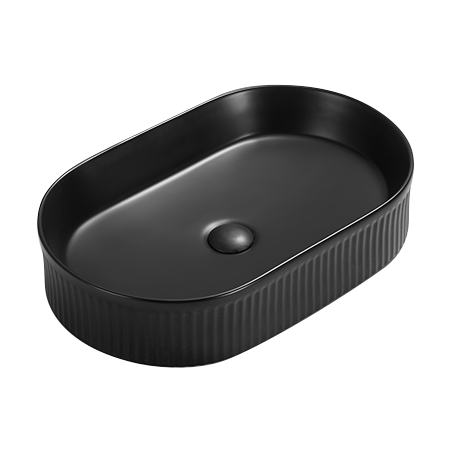 Mexen Grovo lavabo da appoggio scanalato 57 x 36 cm, nero opaco - 22305785