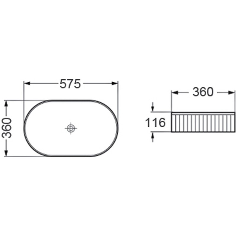 Mexen Grovo geriffelt Uewerflächenaarbecht Wäschbecken 57 x 36 cm, schwaarz matt - 22305785