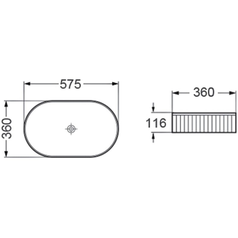 Mexen Grovo lavabo à poser cannelé 57 x 36 cm, noir mat - 22305785