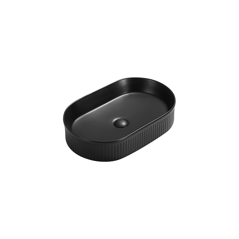Mexen Grovo Aufsatzwaschbecken gerillt 49 x 31 cm, schwarz matt - 22304985