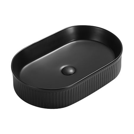 Mexen Grovo lavabo da appoggio scanalato 49 x 31 cm, nero opaco - 22304985