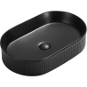 Mexen Grovo lavabo sobre encimera estriado 49 x 31 cm, negro mate - 22304985