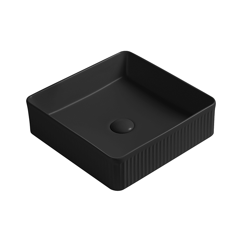 Mexen Grovo lavabo sobre encimera ranurado 41 x 41 cm, negro mate - 22304185