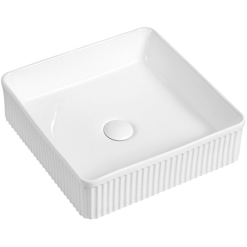 Mexen Grovo opbouw wastafel geribbeld 37 x 37 cm, wit - 22303700