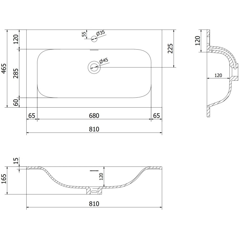 Mexen Orio badkamerkast 80 cm met wastafel Vela, 1 lade, wit glans - 91A10-08023-1-BF00-W23M00