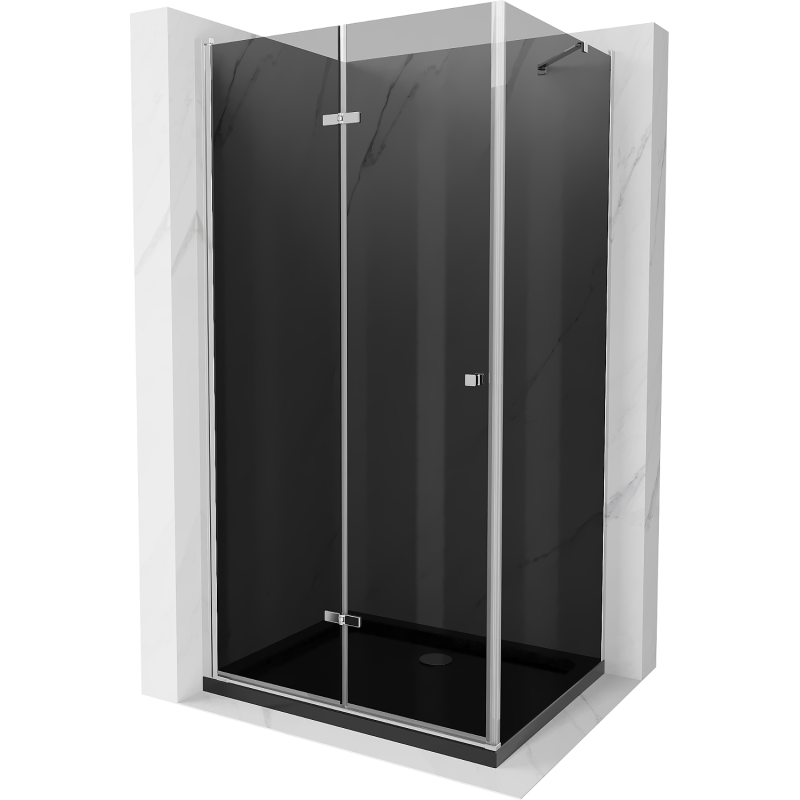 Mexen Lima kabina prysznicowa składana 80 x 100 cm, grafit, chrom + brodzik Flat, czarny - 856-080-100-01-40-4070