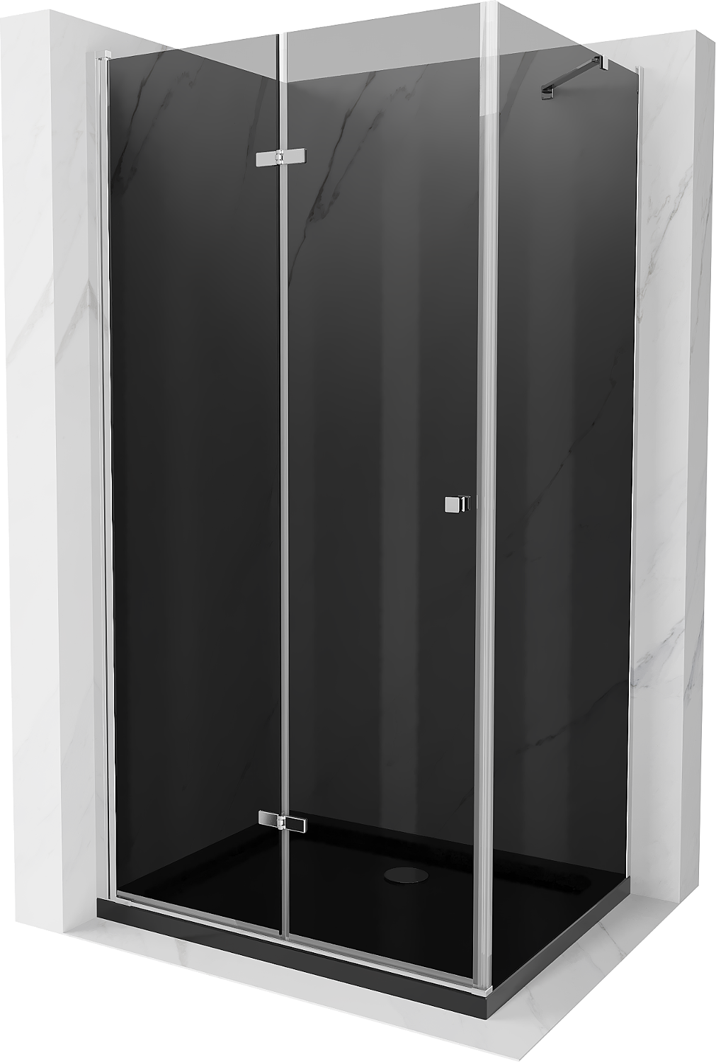 Mexen Lima kabina prysznicowa składana 80 x 100 cm, grafit, chrom + brodzik Flat, czarny - 856-080-100-01-40-4070