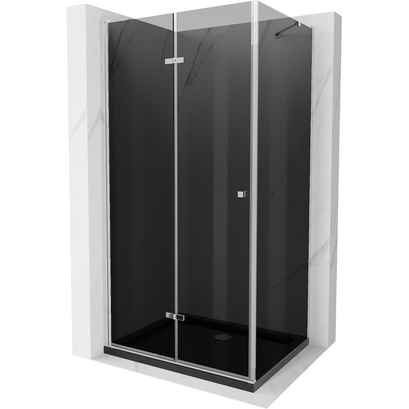 Mexen Lima kokkupandav dušinurk 80 x 120 cm, grafiit, kroom + alus Flat, must - 856-080-120-01-40-4070