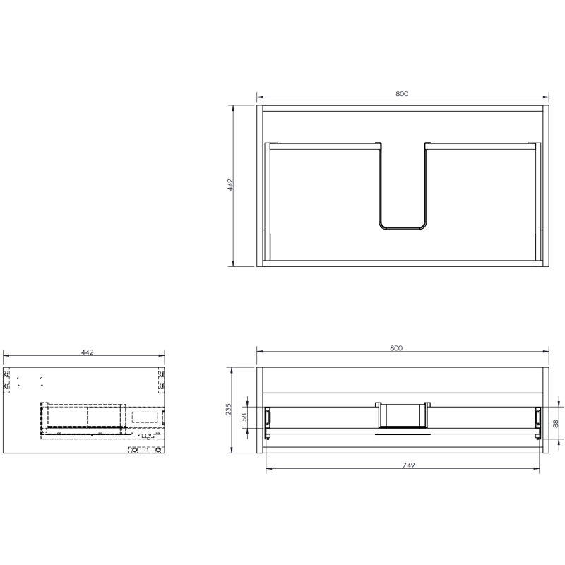 Mexen Orio szafka łazienkowa 80 cm z umywalką Vela, 1 szuflada, szara mat/biała mat - 91A10-08023-1-BF62-W23M01