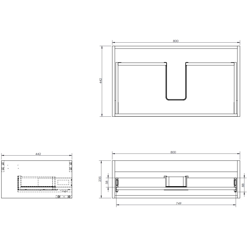 Mexen Orio vannitoakapp 80 cm valamu Vela, 1 sahtel, hall matt/valge matt - 91A10-08023-1-BF62-W23M01