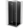 Mexen Lima folding shower enclosure 90 x 90 cm, graphite, chrome + Flat tray, black - 856-090-090-01-40-4070