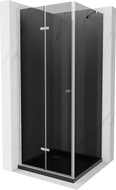 Mexen Lima cabina de ducha plegable 90 x 90 cm, grafito, cromo + plato Flat, negro - 856-090-090-01-40-4070