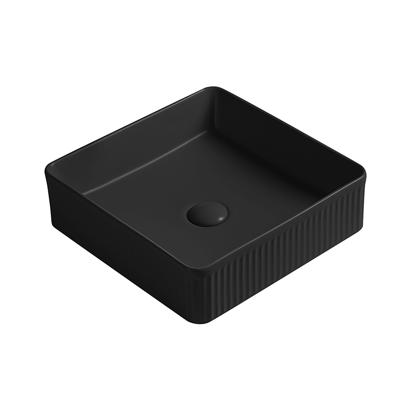 Mexen Grovo grooved countertop washbasin 37 x 37 cm, black matte - 22303785