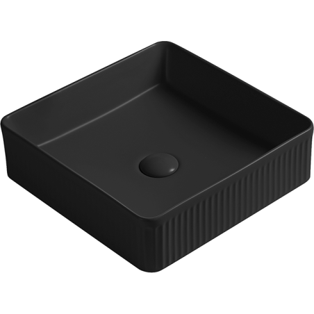 Mexen Grovo lavabo à poser cannelé 37 x 37 cm, noir mat - 22303785