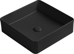 Mexen Grovo lavabo à poser cannelé 37 x 37 cm, noir mat - 22303785