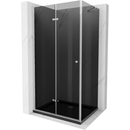 Mexen Lima kabina prysznicowa składana 90 x 100 cm, grafit, chrom + brodzik Flat, czarny - 856-090-100-01-40-4070