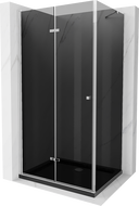 Mexen Lima faltbare Duschkabine 90 x 100 cm, Graphit, Chrom + Flat-Duschtasse, Schwarz - 856-090-100-01-40-4070