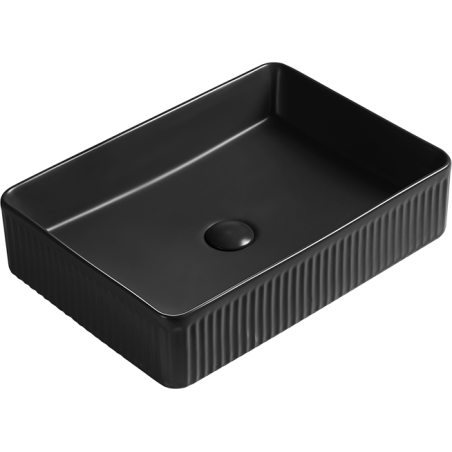 Mexen Grovo lavabo da appoggio scanalato 51 x 37 cm, nero opaco - 22305185