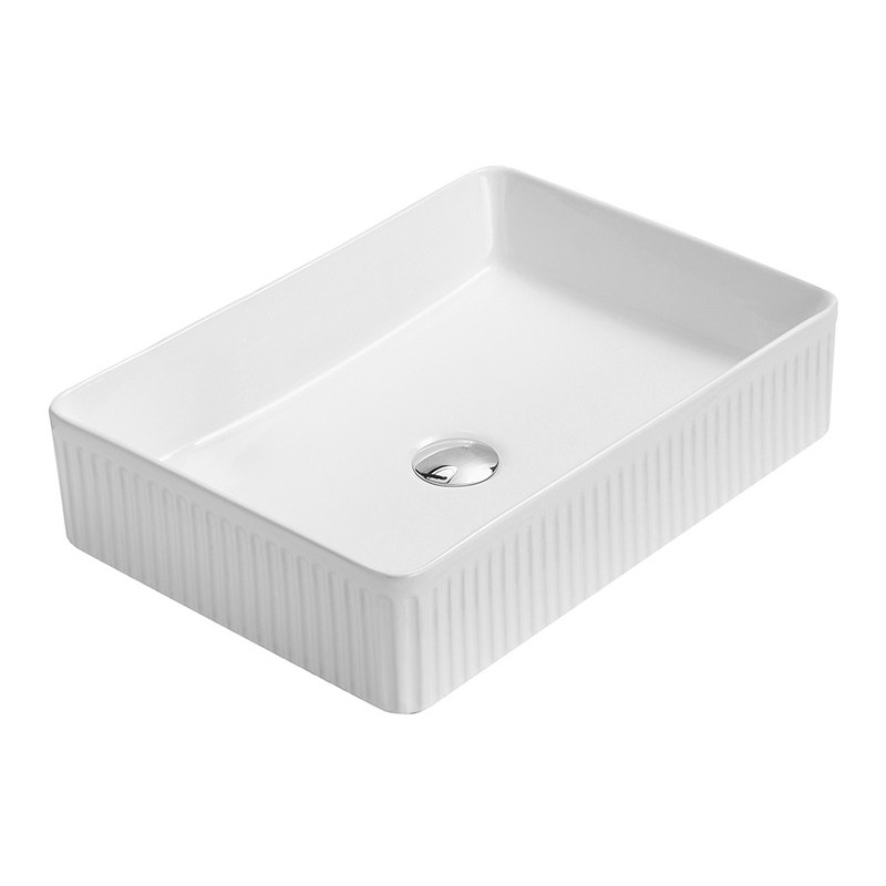 Mexen Grovo ριγωτός νιπτήρας επιτραπέζιος 50 x 34 cm, λευκός - 22305000