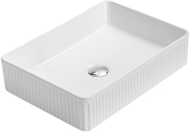 Mexen Grovo lavabo de sobreponer estriado 50 x 34 cm, blanco - 22305000
