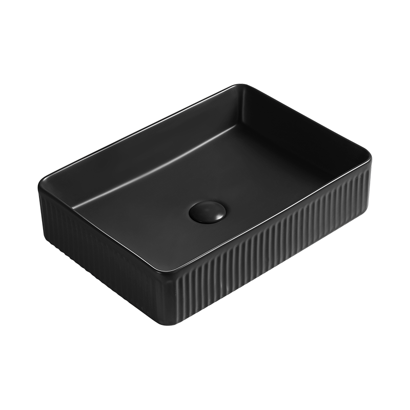 Mexen Grovo countertop reeded basin 50 x 34 cm, black matte - 22305085