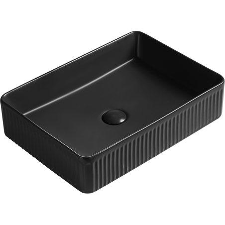 Mexen Grovo countertop reeded basin 50 x 34 cm, black matte - 22305085