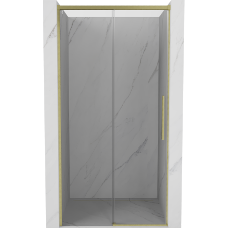 Mexen Rox Schiebetür Duschabtrennung 110 cm, transparent, gebürstetes Gold - 8C2-110-000-55-00