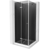 Mexen Lima folding shower cabin 80 x 80 cm, graphite, chrome + Flat shower tray, white - 856-080-080-01-40-4010
