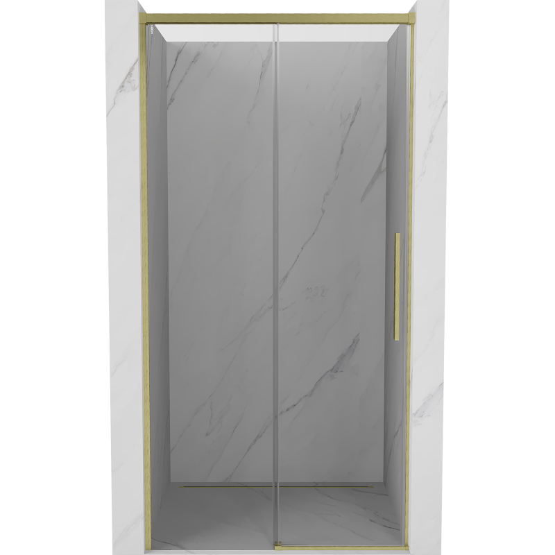 Mexen Rox Schiebetür Duschabtrennung 135 cm, transparent, gebürstetes Gold - 8C2-135-000-55-00