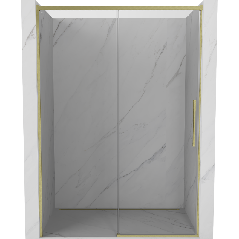 Mexen Rox Schiebetür für Dusche 145 cm, transparent, gebürstetes Gold - 8C2-145-000-55-00