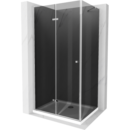 Mexen Lima faltbare Duschkabine 80 x 90 cm, Grafit, Chrom + Duschwanne Flat, Weiß - 856-080-090-01-40-4010