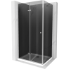 Mexen Lima faltbare Duschkabine 80 x 90 cm, Grafit, Chrom + Duschwanne Flat, Weiß - 856-080-090-01-40-4010