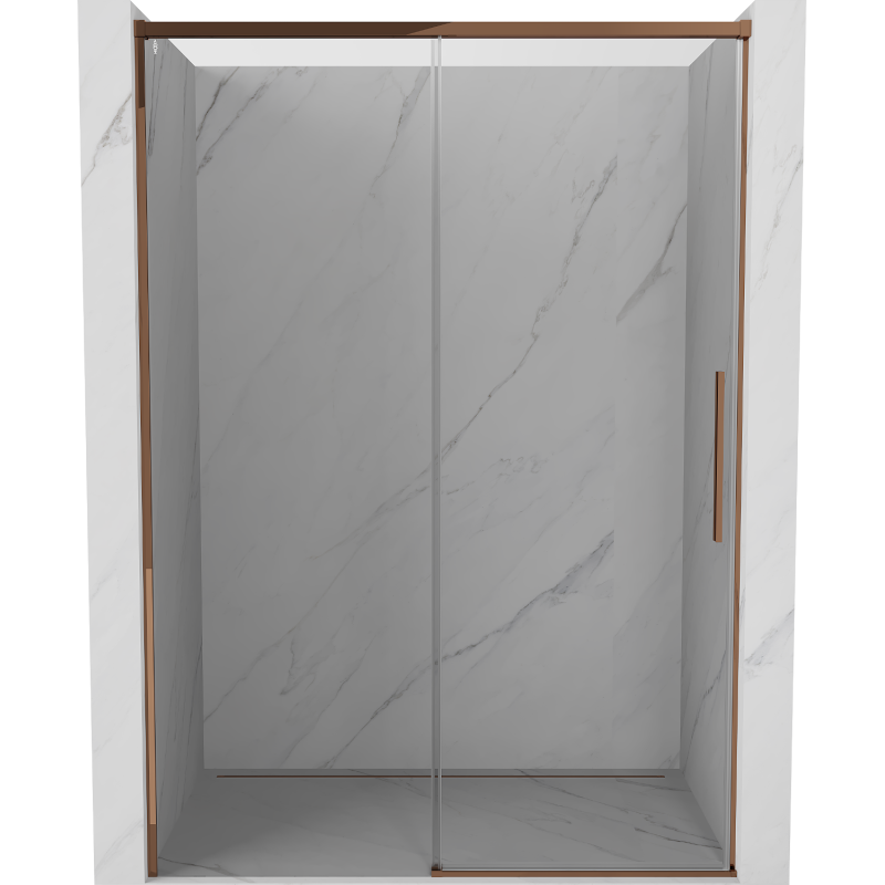 Mexen Rox drzwi prysznicowe rozsuwane 145 cm, transparent, różowe złoto - 8C2-145-000-60-00