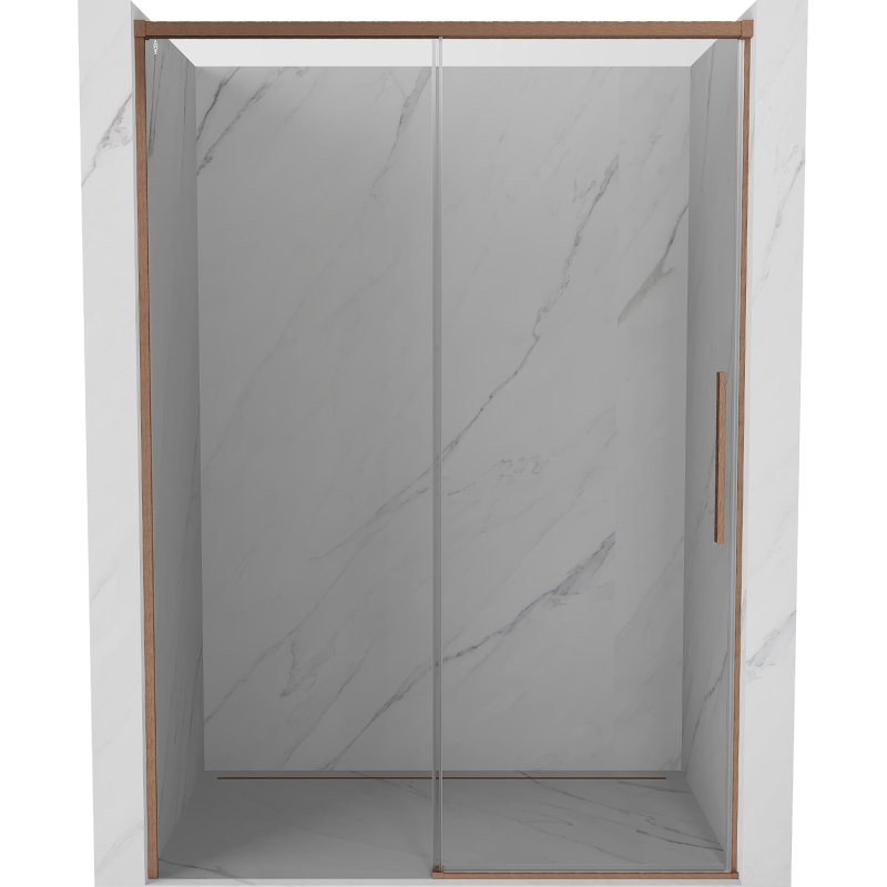Mexen Rox Schiebetüren Duschwand 155 cm, transparent, gebürstetes Kupfer - 8C2-155-000-65-00