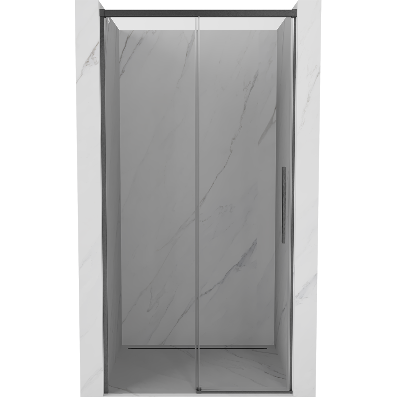 Mexen Rox Schiebeduschtür 130 cm, transparent, gebürstet gun gray - 8C2-130-000-66-00