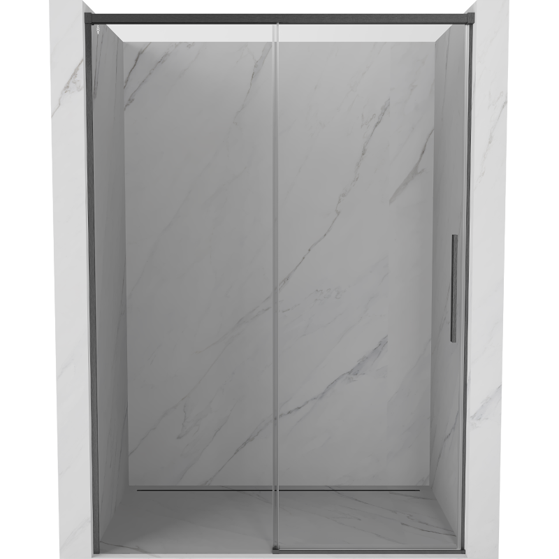 Mexen Rox Duschschiebetür 140 cm, transparent, gebürstet in Gun Gray - 8C2-140-000-66-00