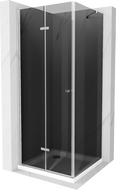 Mexen Lima vouwbare douchecabine 90 x 90 cm, grafiet, chroom + Flat douchebak, wit - 856-090-090-01-40-4010