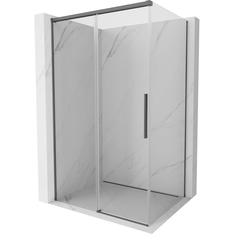 Mexen Rox Schiebeduschkabine 160 x 120 cm, transparent, gebürstetes Gun Grau - 8C2-160-120-66-00