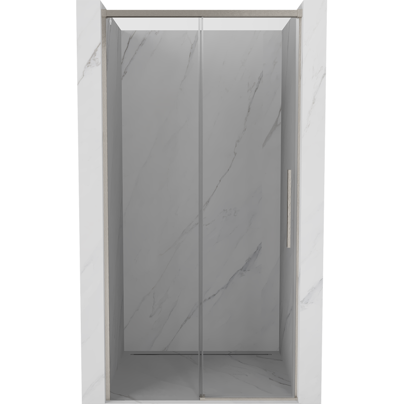 Mexen Rox Schiebetür-Duschabtrennung 130 cm, transparent, gebürsteter Nickel - 8C2-130-000-97-00