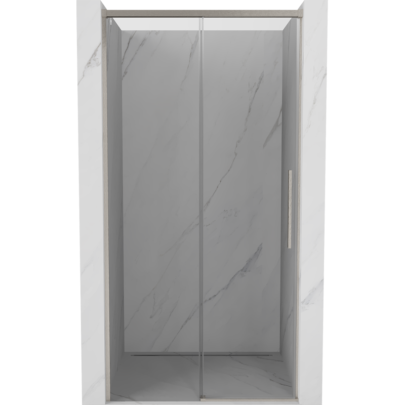 Mexen Rox Schiebetüren für Dusche 135 cm, transparent, gebürstetes Nickel - 8C2-135-000-97-00
