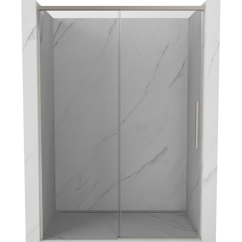 Mexen Rox Schiebetür Duschabtrennung 140 cm, transparent, gebürsteter Nickel - 8C2-140-000-97-00