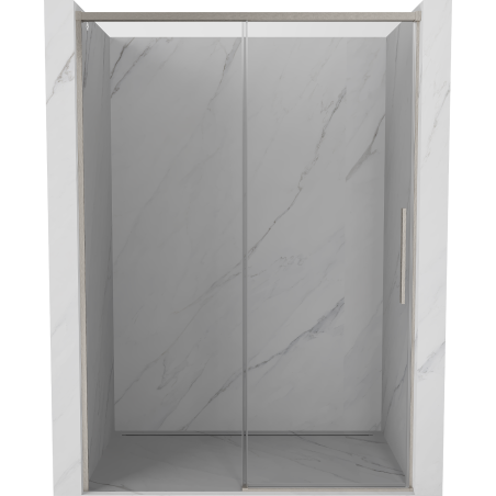 Mexen Rox Schiebetür Duschabtrennung 140 cm, transparent, gebürsteter Nickel - 8C2-140-000-97-00