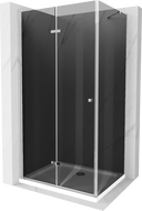 Mexen Lima sklopiva tuš kabina 100 x 90 cm, grafit, krom + plitica Flat, bijela - 856-100-090-01-40-4010