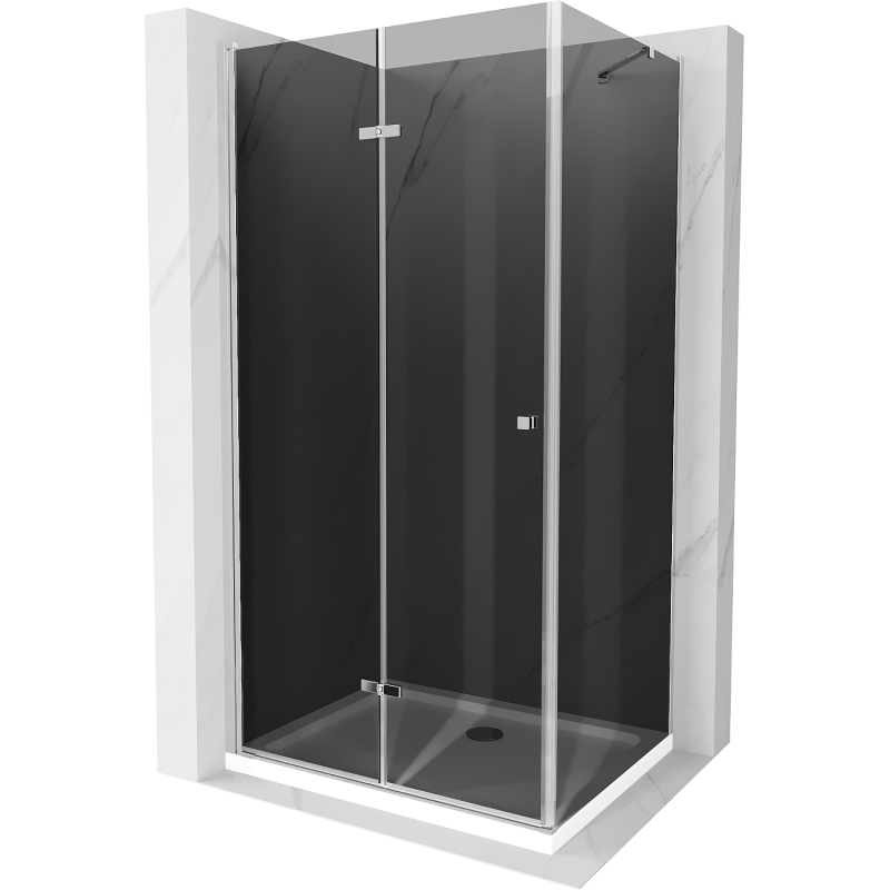 Mexen Lima opvouwbare douchecabine 100 x 110 cm, grafiet, chroom + Flat douchebak, wit - 856-100-110-01-40-4010