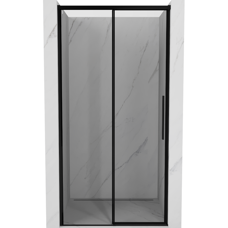 Mexen Rox Schiebetür Dusche links 115 cm, schwarzer Rahmen, schwarz - 8C2-115-000-70-70-L