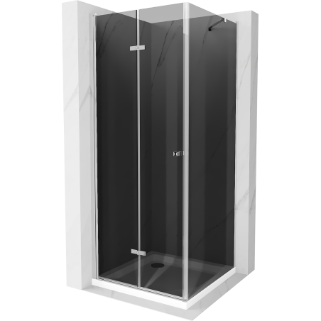 Mexen Lima folding shower cabin 100 x 100 cm, graphite, chrome + Flat tray, white - 856-100-100-01-40-4010