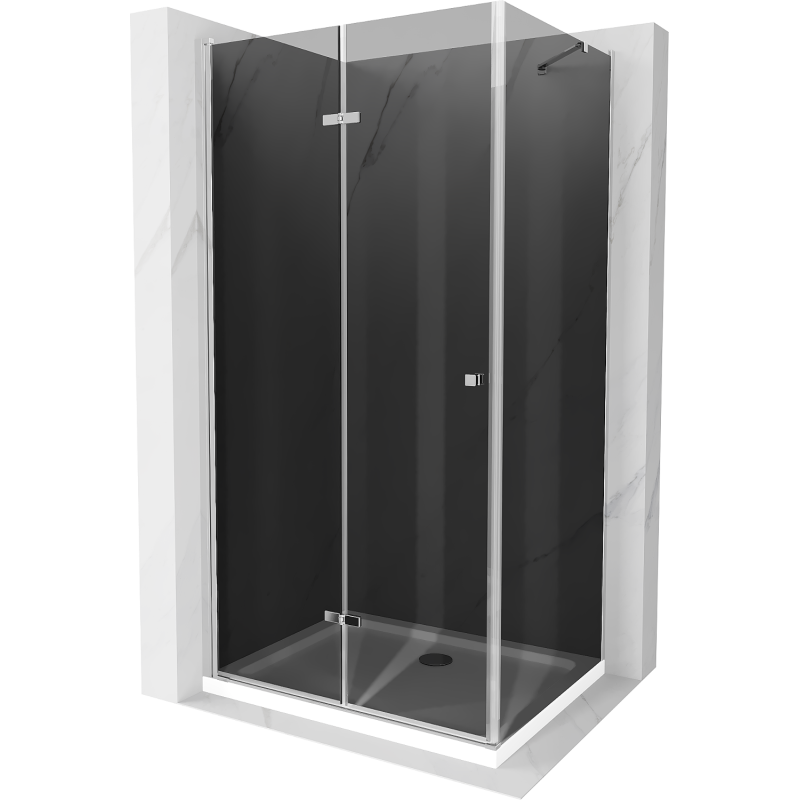 Mexen Lima kabina prysznicowa składana 100 x 120 cm, grafit, chrom + brodzik Flat, biały - 856-100-120-01-40-4010