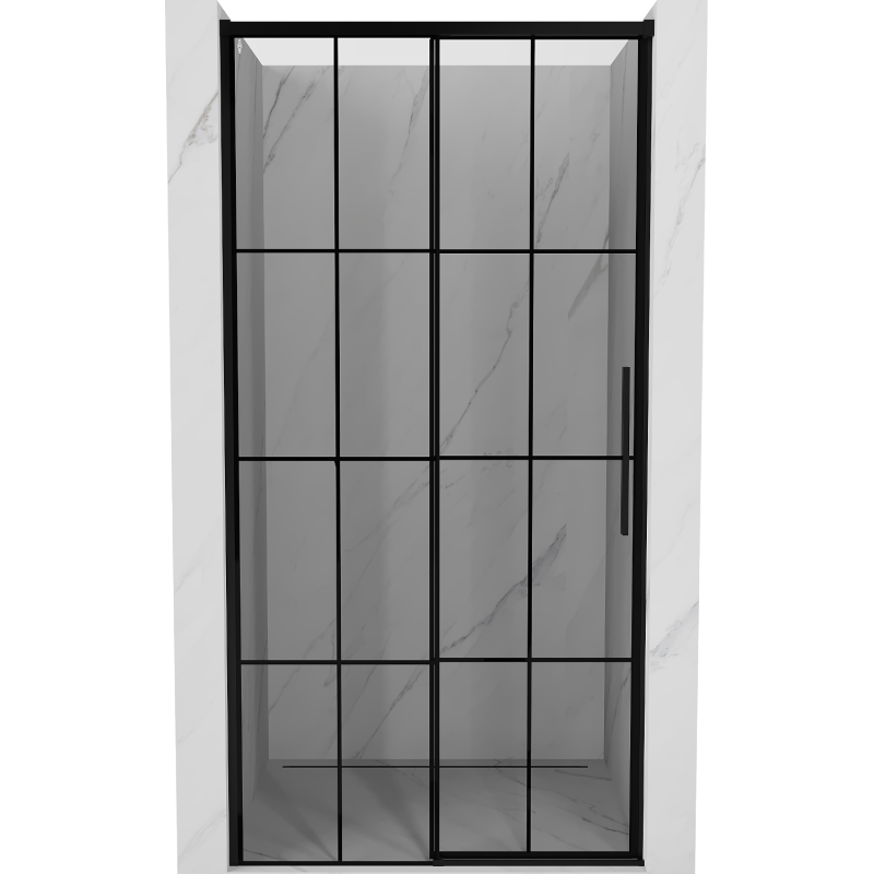 Mexen Rox puerta de ducha corredera izquierda 105 cm, cuadrícula negra, negro - 8C2-105-000-70-77-L