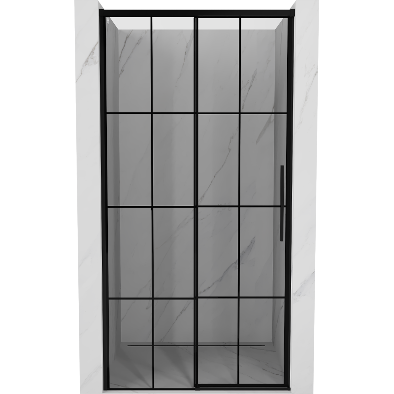 Mexen Rox porta de duche deslizante esquerda 125 cm, grade preta, preto - 8C2-125-000-70-77-L