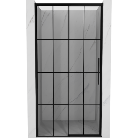 Mexen Rox Schiebeduschtür links 135 cm, schwarzes Gitter, schwarz - 8C2-135-000-70-77-L